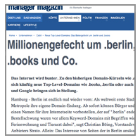 NEUE TLDs MILLIONENGEFECHT UM .BERLIN, .BOOKS und CO.
                